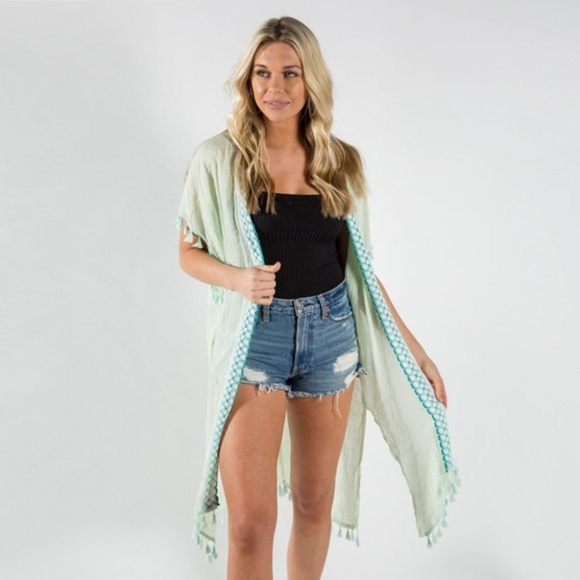 Mint-colored long kimono🐠 - Picture 2 of 6